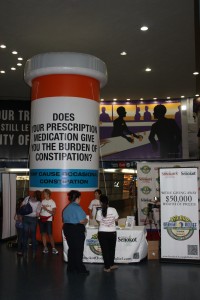 Giant medicine bottle marketing event for Senokot at Penn Station