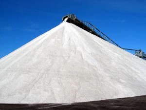 Large pile of salt at a salt mine